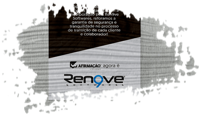 Cartaz mostrando a integração da empresa Afirmação a parte comercial da Ren9ve Softwares.