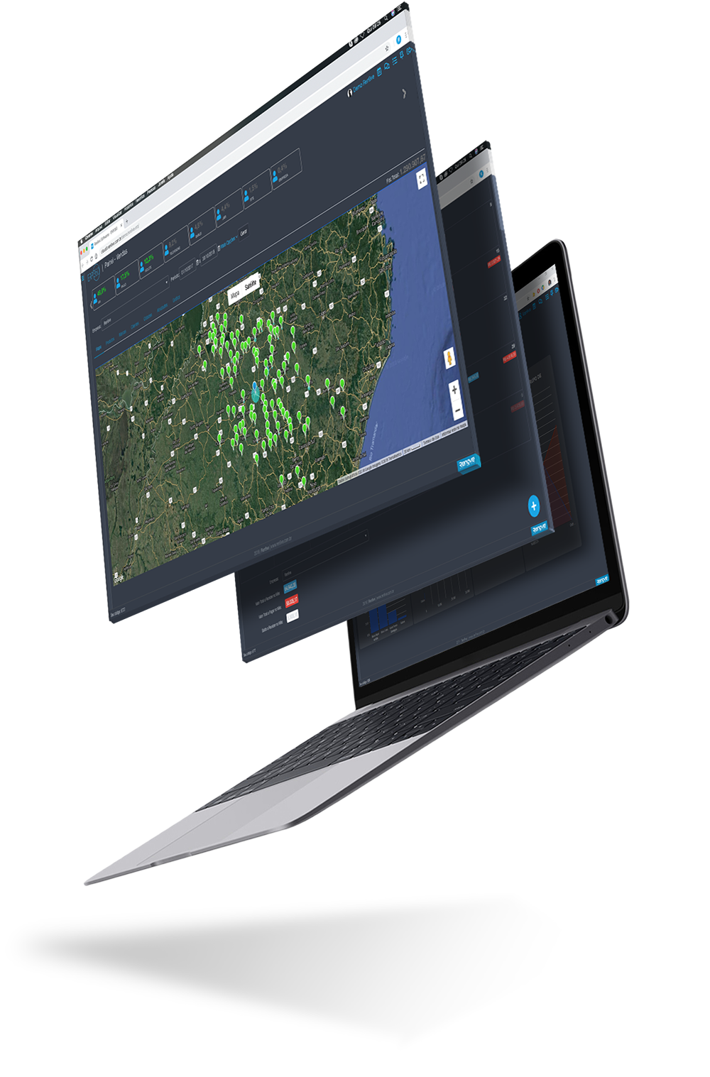 Notebook com muitas telas acessando o ERP360